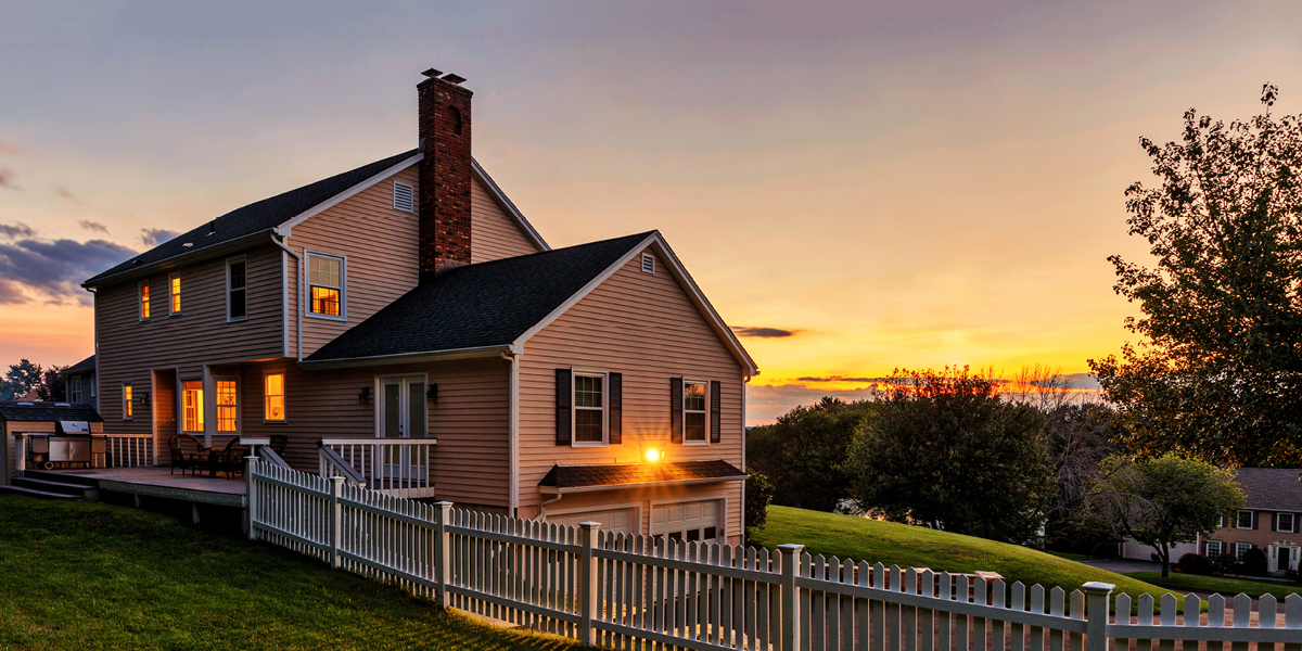 Image of a house at sunset